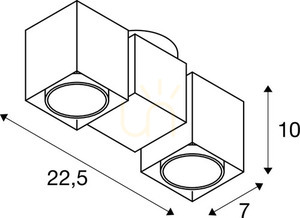 Prisadené svietidlo SLV ALTRA DICE CW 1002215 čierne, 2×GU10, na strop aj stenu small 6