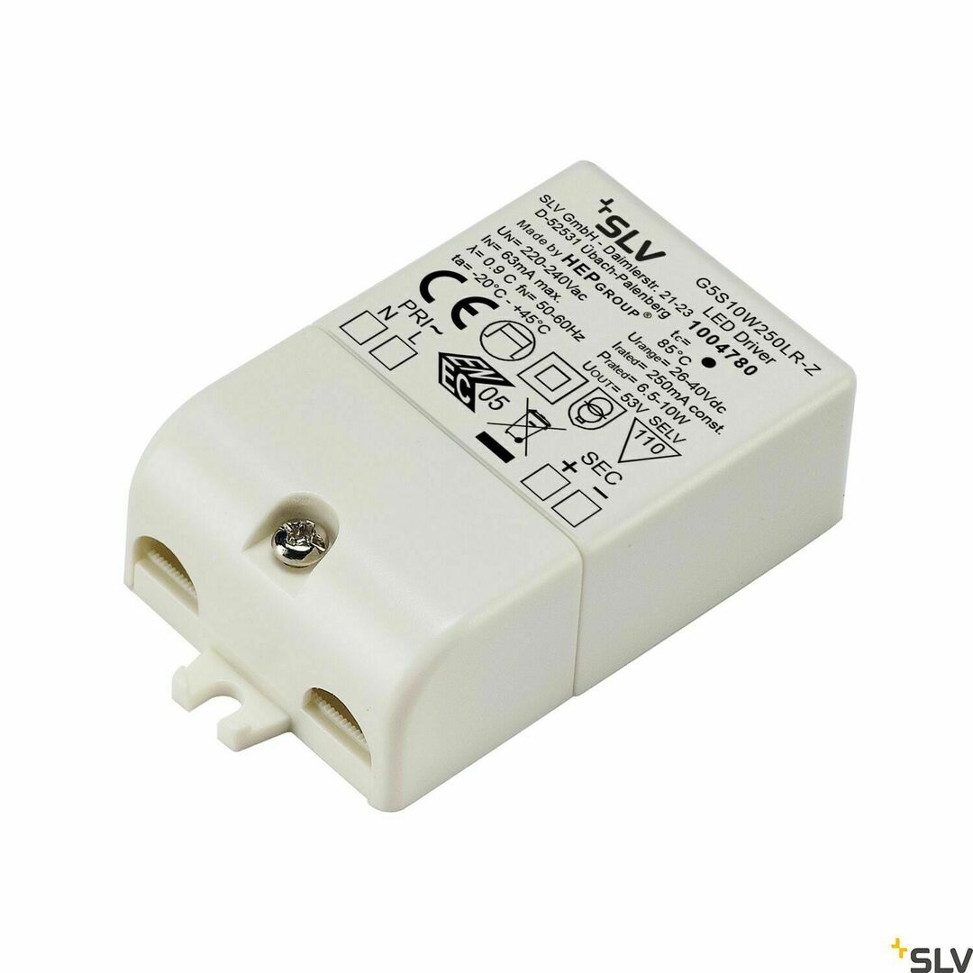 Skontrolujte LED ovládač SLV 250 mA 10 W biely 1004780 LED ovládač SLV 250 mA 10 W biely 1004780