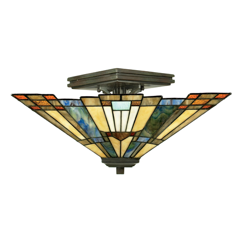 Skontrolujte INGLENOOK 2 Light Semi-Flush Tiffany Plafond - Elstead