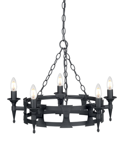 Skontrolujte Luster Saxon 5 Light - čierny Elstead
