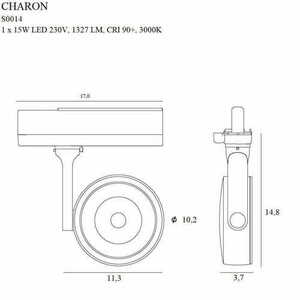 Koľajové svietidlo Max Light Charon S0014 čierne LED 15W 3000K CRI90 stmievateľné small 2