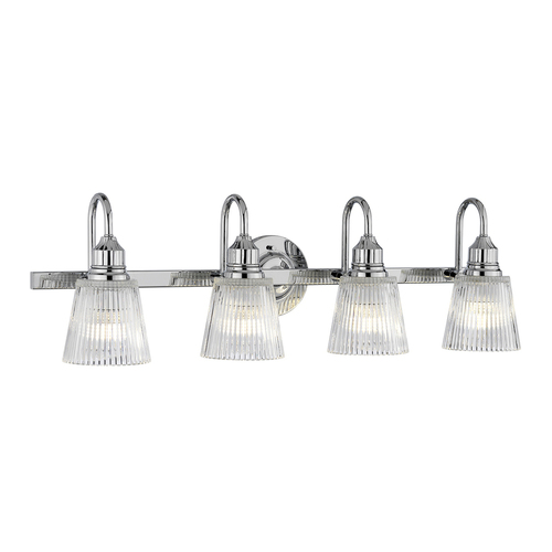 Skontrolujte Kúpeľňové nástenné svietidlo Addison 4x G9 LED 3 W IP44 82 cm, leštený chróm a ryhované sklo, Quintiesse