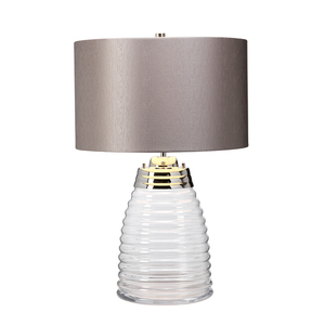 Stolná lampa Milne - 2 svetelné zdroje - Sivé tienidlo Quintiesse small 3