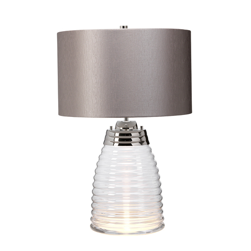 Skontrolujte Stolná lampa Milne - 2 svetelné zdroje - Sivé tienidlo Quintiesse
