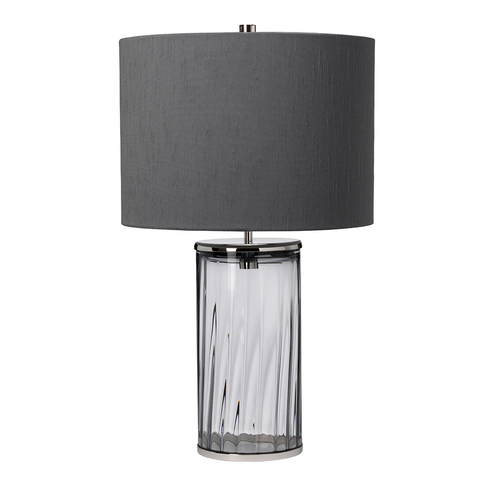 Skontrolujte Stolná lampa Reno - 1 svetelný zdroj - Dymové sklo/leštený nikel Quintiesse