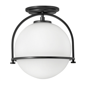 Somerset Plafond - 1 svetelný zdroj - opálové sklo - čierna kvádrová farba small 0