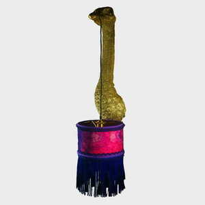 Nástenné svietidlo Las Plumas Imelda LPIE01 so zlatou figúrou pštrosa a velúrovým tienidlom, 70 cm small 2
