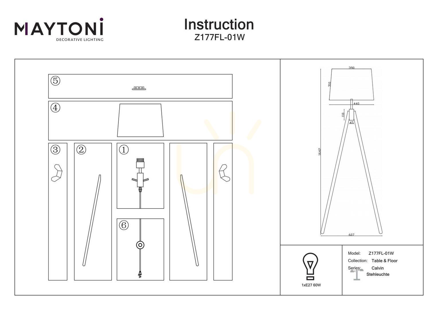vyhliadka Stojacia lampa CALVIN Z177FL-01W Maytoni Stojacia lampa CALVIN Z177FL-01W Maytoni