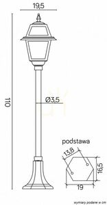 Vonkajšie stojace svietidlo SU-MA čierne s patinou 110 cm K 5002/2/N small 5
