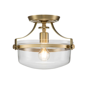 Penn Station 1 Light Semi Flush - Brushed Brass Elstead small 0