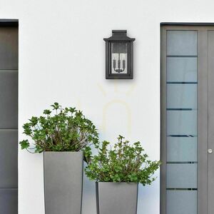Nástenný lampáš Wakefield veľký 3xE14 IP44 – čierna Earth Black, sklo s bublinkami – Quoizel / Elstead small 4