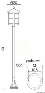 Vonkajšia stojaca lampa SU-MA Cordoba II čierna patina 151 cm K 5002/1/TD small 6