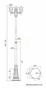Vonkajší stĺpikový lampáš SU-MA CORDOBA II 3-ramenný čierny patina OGMWN 3 TD small 7