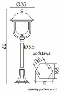 Vonkajšie stojace svietidlo SU-MA Prince čierne 87 cm E27 K 5002/3/O small 5