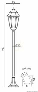Vonkajšia stojacia lampa SU-MA Retro Classic II čierna 165 cm K 5002/1/H small 4