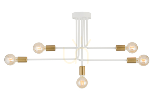 Skontrolujte Bielo-zlaté stropné svietidlo Sigma GINO 5 32383 5×E27 max. 15 W LED 83 cm
