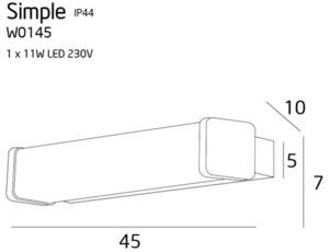 Nástenné svietidlo Max Light Simple W0145 chróm 45 cm LED 11W IP44 1 Nástenné svietidlo Max Light Simple W0145 chróm 45 cm LED 11W IP44 small 1