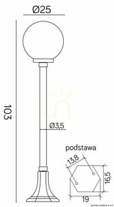Vonkajšie stojace svietidlo SU-MA Kule Classic čierne 103 cm K 5002/2/KP 250 small 2