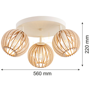 Plafón ARGON PARULA 3xE14 béžový drevo oceľ 6263 small 2