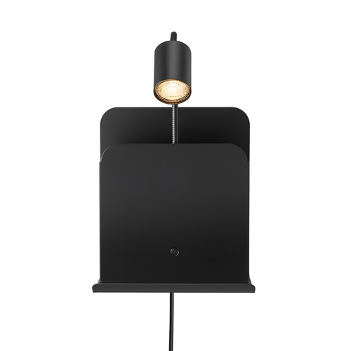 Skontrolujte Nástenné svietidlo s poličkou + 2 USB porty Roomi black Nordlux