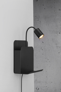 Nástenné svietidlo s poličkou + 2 USB porty Roomi black Nordlux small 0