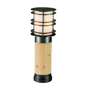 Záhradný stĺpik Stockholm 1433BL čierna + drevo 49 cm E27 NORLYS small 0