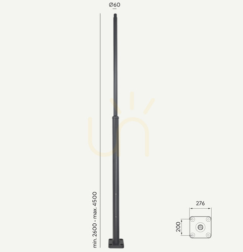 Skontrolujte 3004GR Grafitový stĺp verejného osvetlenia – 260–450 cm – nastaviteľný