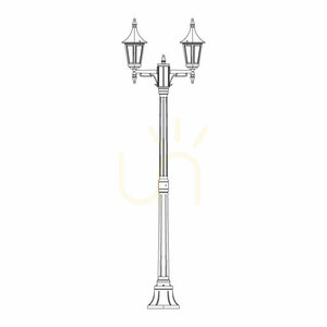 Vonkajšie stojacie svietidlo NORLYS Rimini 402BL čierne RAL 9005, dva lampáše, 2×E27, 188 cm small 2