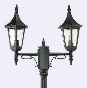 Vonkajšie stojacie svietidlo NORLYS Rimini 402BL čierne RAL 9005, dva lampáše, 2×E27, 188 cm small 0
