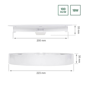 Algine Eco 2w1 povrchovo montované svietidlo 18 Ww 230 V 110st Ip20 Ik06 223x35mm biely okrúhly small 4