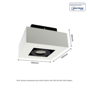 Mirora Gu10 Povrchová montáž Gu10 250 V Ip20 145 X145 X85mm Biely čierny štvorcový pohyblivý small 7