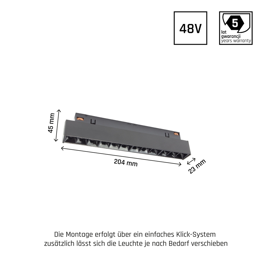 vyhliadka Systém Shift Grid S Svietidlo pre zbernicu 204x23x42mm 12 W 35st Black Záruka 5 rokov. Systém Shift Grid S Svietidlo pre zbernicu 204x23x42mm 12 W 35st Black Záruka 5 rokov.