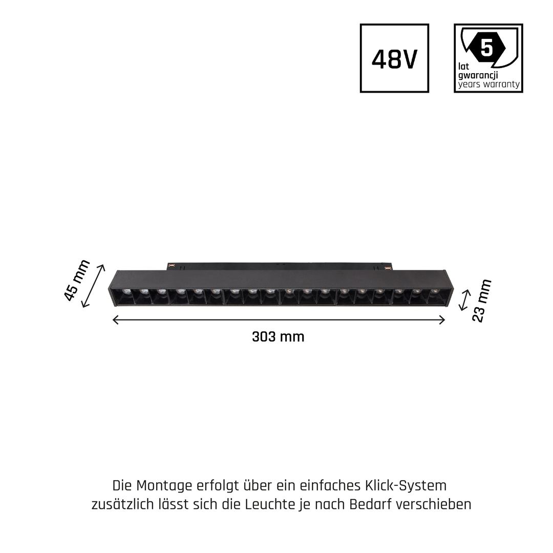 Náhľad System Shift Grid M svietidlo pre zbernicu 303x23x42mm 17W 35st Black 5 rokov záruka. System Shift Grid M svietidlo pre zbernicu 303x23x42mm 17W 35st Black 5 rokov záruka.