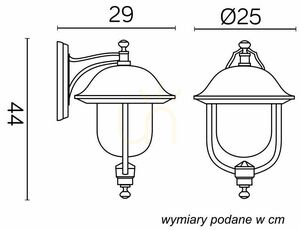 Vonkajšie nástenné svietidlo SU-MA Prince K 3012/1/O čierna patina 44 cm small 3