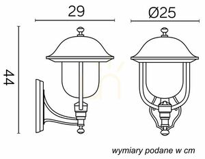 Vonkajšie nástenné svietidlo SU-MA Prince čierne patina K 3012/1/O g small 2