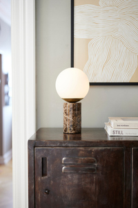 Stolná lampa Nordlux Lilly Marble E14 – hnedý mramor, biele tienidlo small 0