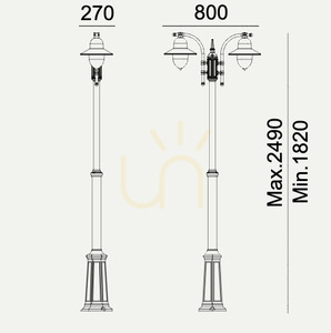 Záhradná lampa Como 371WH na teleskopickom stĺpe 182–249 cm, E27, biela RAL 9003 – Norlys small 3