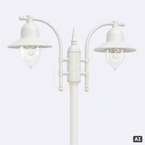 Záhradná lampa Como 372WH dvojramenná na teleskopickom stĺpe 182–249 cm, 2×E27, biela RAL 9003 – Norlys small 3
