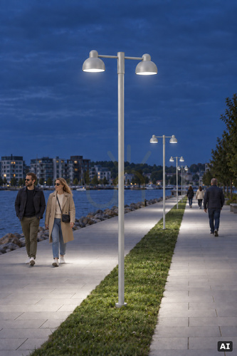 Skontrolujte Stĺpové nasadzovacie svietidlo KOSTER Double Head 1167AL hliník RAL 9006 LED 34W na stĺp Ø50 mm - Norlys