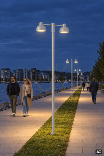 Skontrolujte Parková lucerna Norlys KOSTER 1173AL dvojhlavá LED 37W 3654lm 3000K, hliník RAL 9006, IP65 IK10