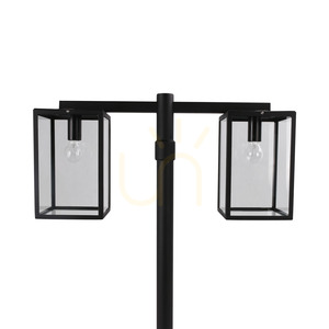 Záhradná lampa Lofoten 1947BL s dvoma lampášmi a teleskopickým stĺpom, čierna, 2×E27, IP44 NORLYS small 1