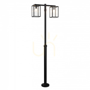 Záhradná lampa Lofoten 1947BL s dvoma lampášmi a teleskopickým stĺpom, čierna, 2×E27, IP44 NORLYS small 2