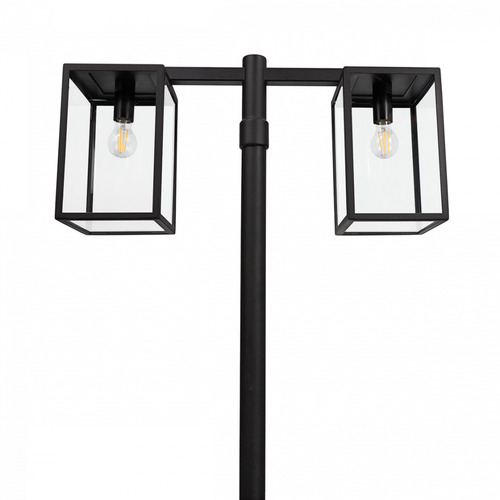 Skontrolujte Záhradná lampa Lofoten 1947BL s dvoma lampášmi a teleskopickým stĺpom, čierna, 2×E27, IP44 NORLYS