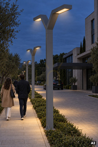 Osvetľovací stĺp Norlys Trysil 1036AL dvojramenný svetlosivý RAL 9006 LED 34 W 3000 K 400 cm small 3