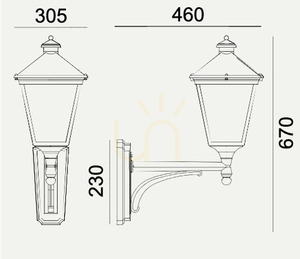 Vonkajšie nástenné svietidlo NORLYS London Big 4118BL – lampáš na ramene nahor, LED 13,5 W, 3000 K, čierne RAL 9005, IP54 small 1