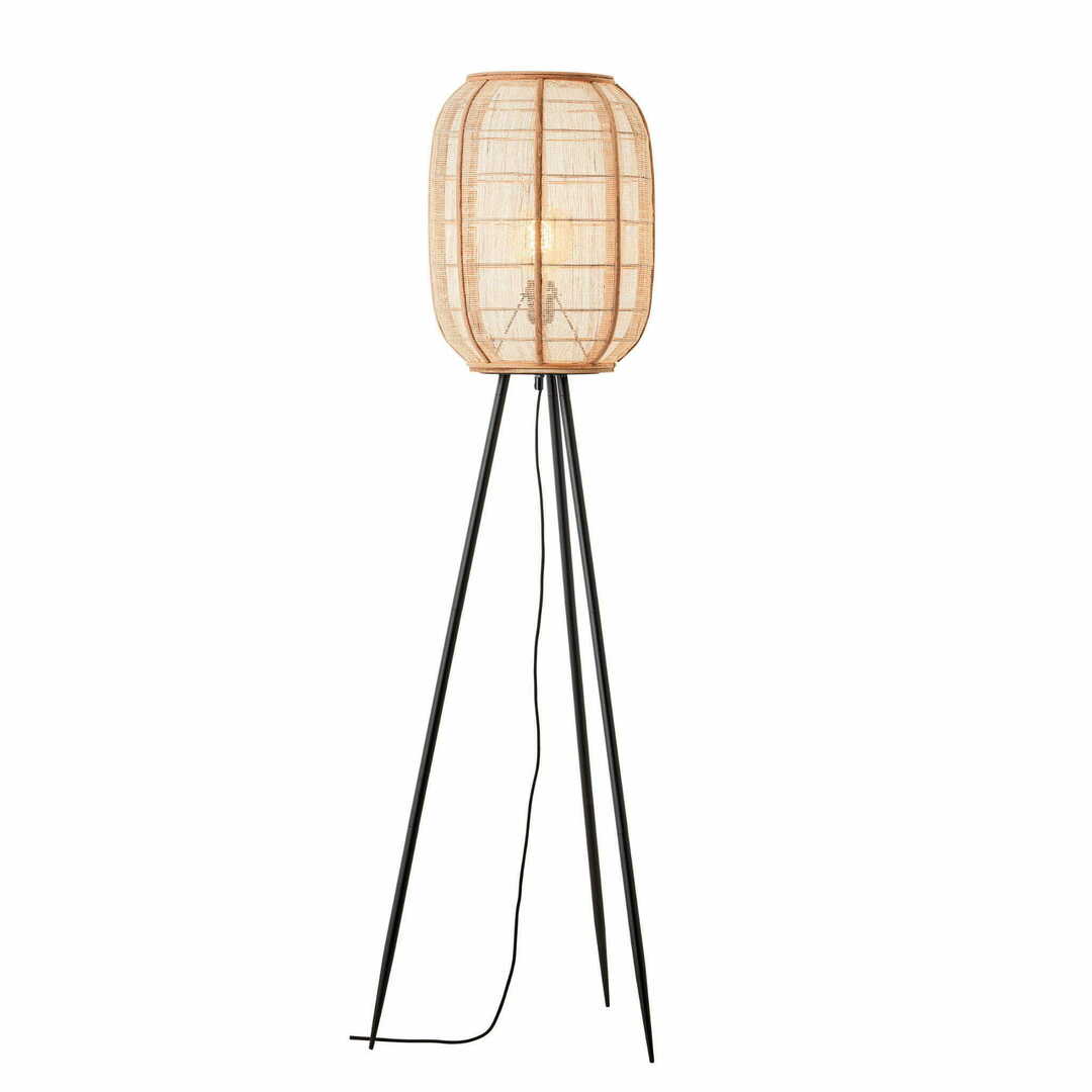 Endon Zaire 101687 floor lamp black with bamboo and linen shade 132.5 cm
