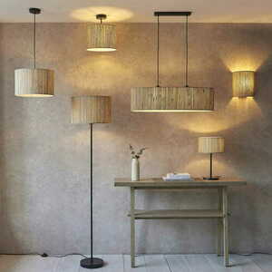 Stojacia lampa Endon Longshore čierna oceľ prírodné vlákno 101694 small 2