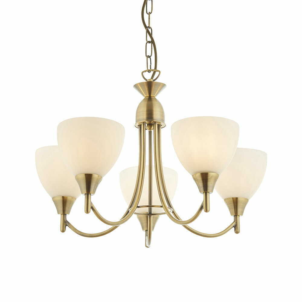 Pendant Light Endon Alton Brass White 5-Light 46cm Classic E14