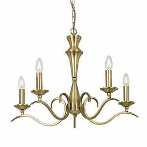 Luster Endon Kora KORA-5AB päťramenný, efekt antickej mosadze, 5×E14 max 40 W, Ø61 cm small 0