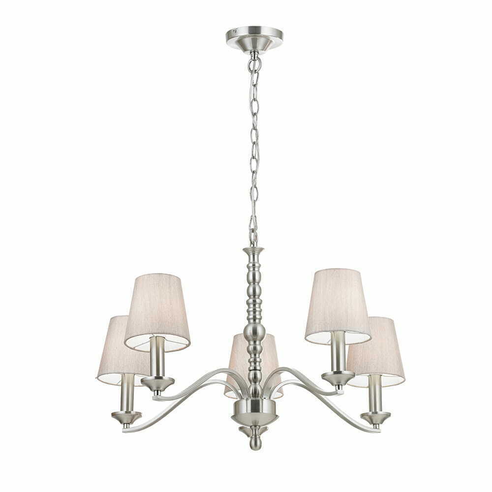 Endon Astaire 5-Light Pendant, Satin Nickel, E14, 71 cm ASTAIRE-5SN